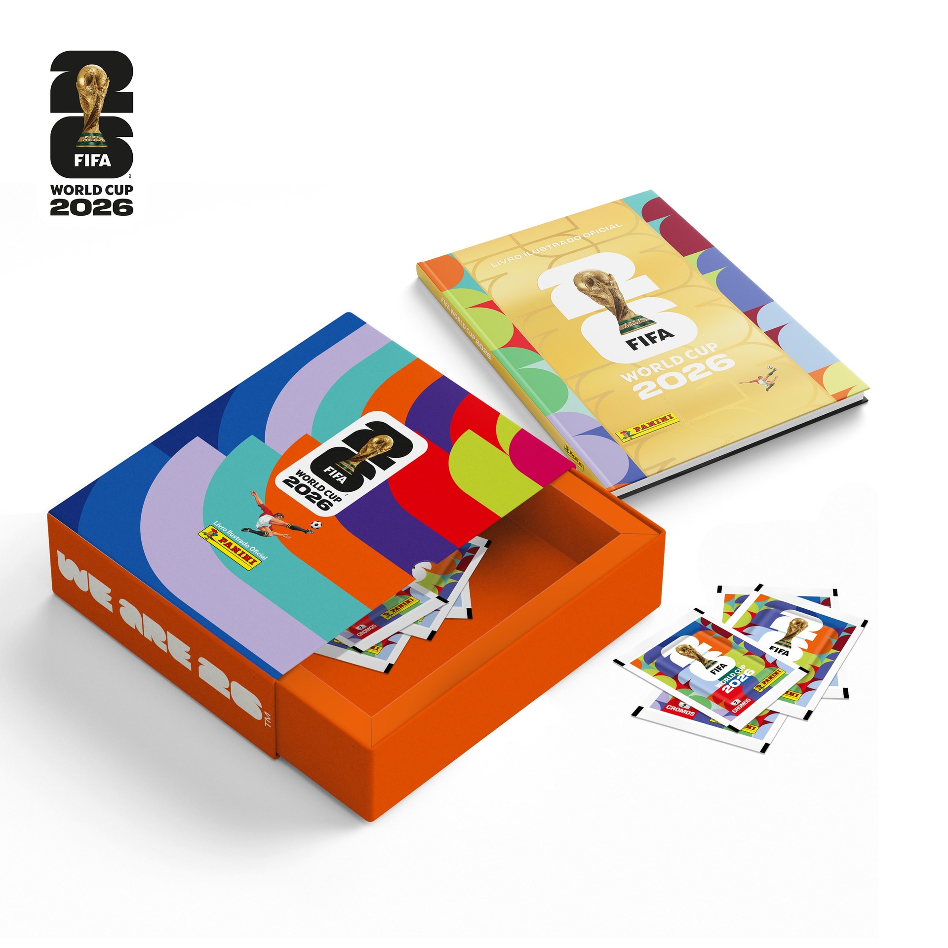 Copa 2026 — BOX Luva Premium Torcida — 1 Álbum Capa Dura Ouro + 40 Envelopes — FIFA WC 2026™